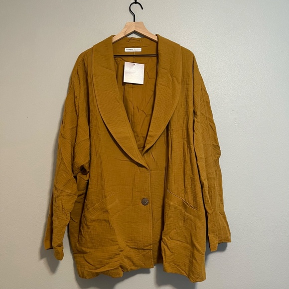 Vada Winter - Maverick Adams Gauze Cotton Brown Button Front Blazer - 2x - 3x - Picture 2 of 9